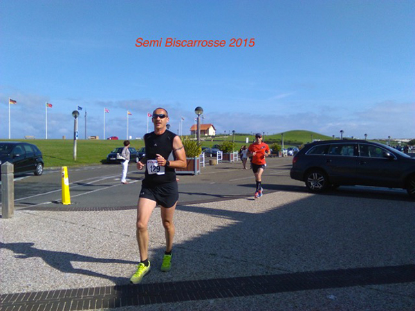Fabrice au  semi-marathon de Biscarosse 2015